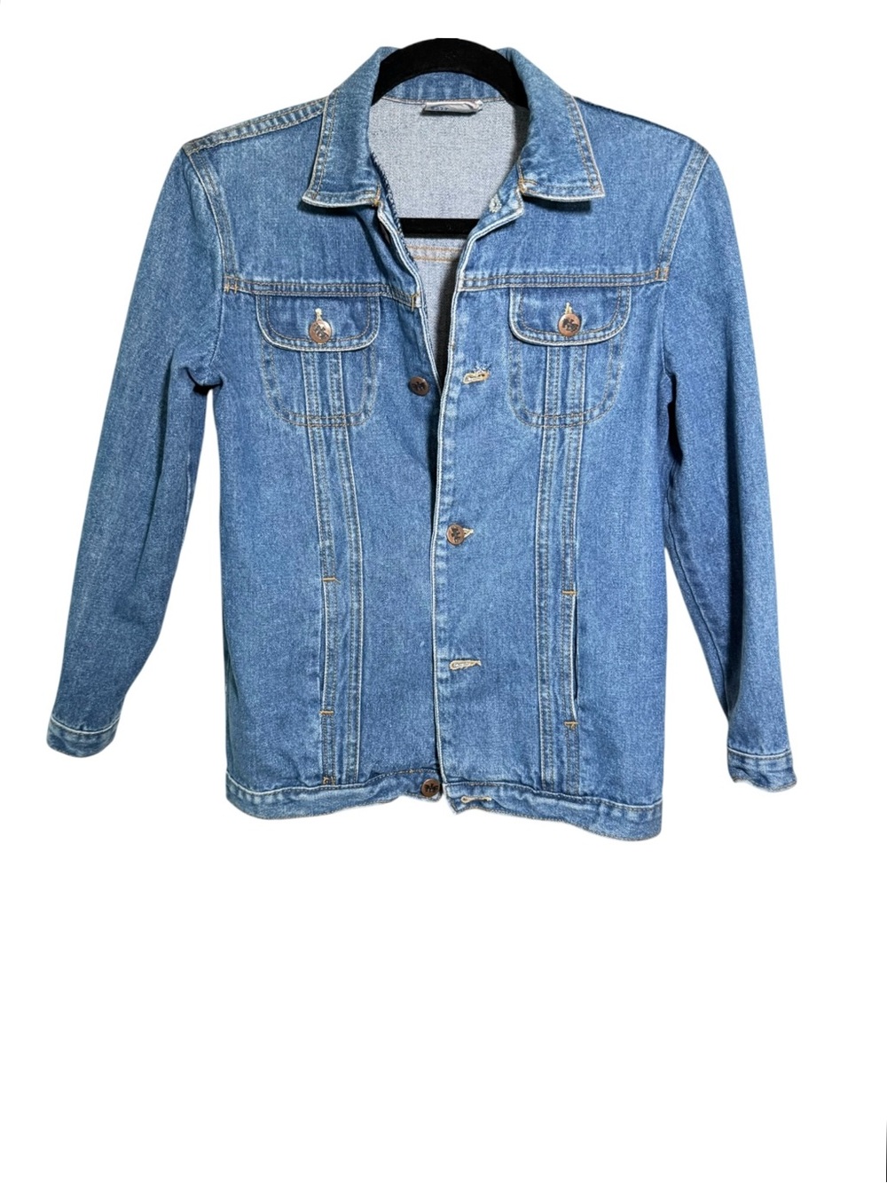 Vintage Fitted Denim Jacket XXS Petite Cropped 90s Blue Jean Scirocco